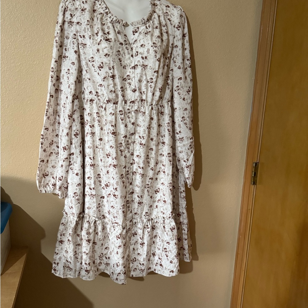 Frye White Floral Long Sleeve Dress NWT